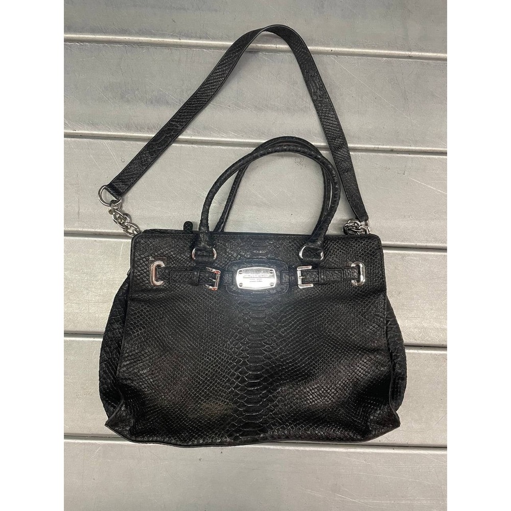 Michael Kors Hamilton Black Snake‎ Print Leather Bag